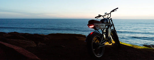 F3 Pro Max adventure electric bike next to the sea cliff. Want an adventure? This one is no fault. 