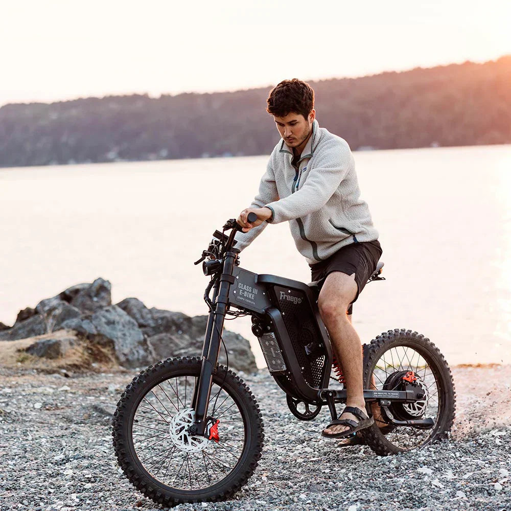 A man starting to ride FreeGo X2 to try out its range