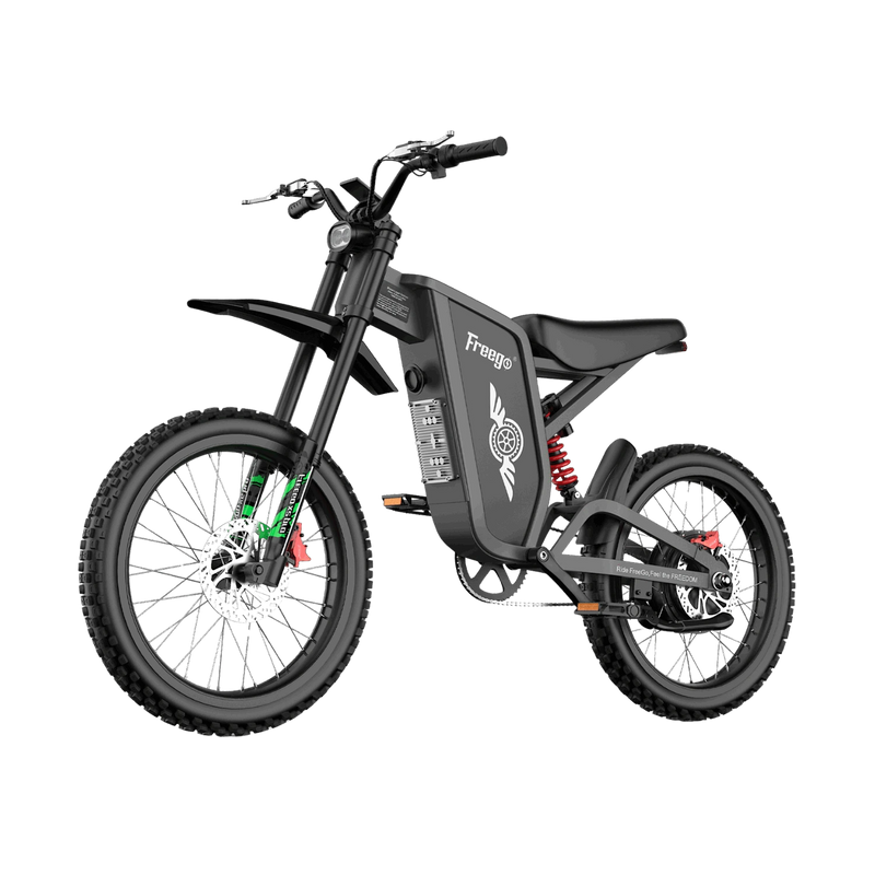 Freego X2 Pro electric dirt bike in a left-facing three-quarter view
